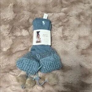 Simply Noelle Blue Boot Socks with Detachable Pom Poms